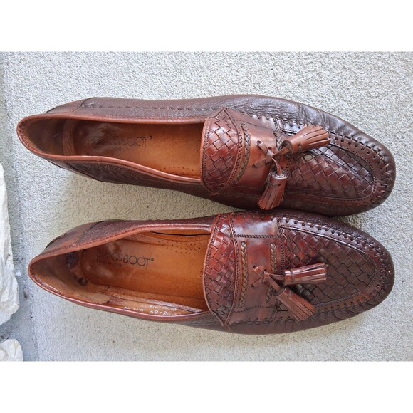 Brass Boot Mens Size 9.5 Leather Tassle Loafers Shoes Brown Handmade Spain main image 11
